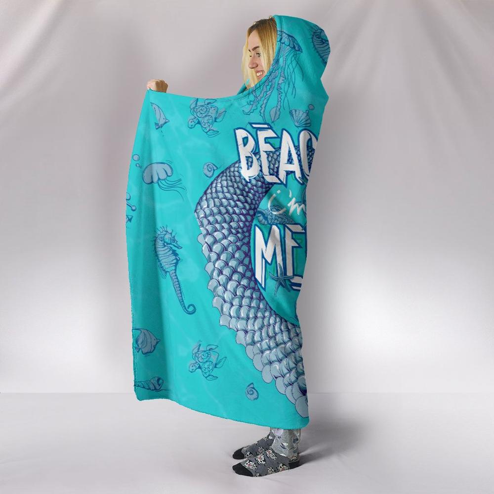 Beach Please I'm A Mermaid Hooded Blanket