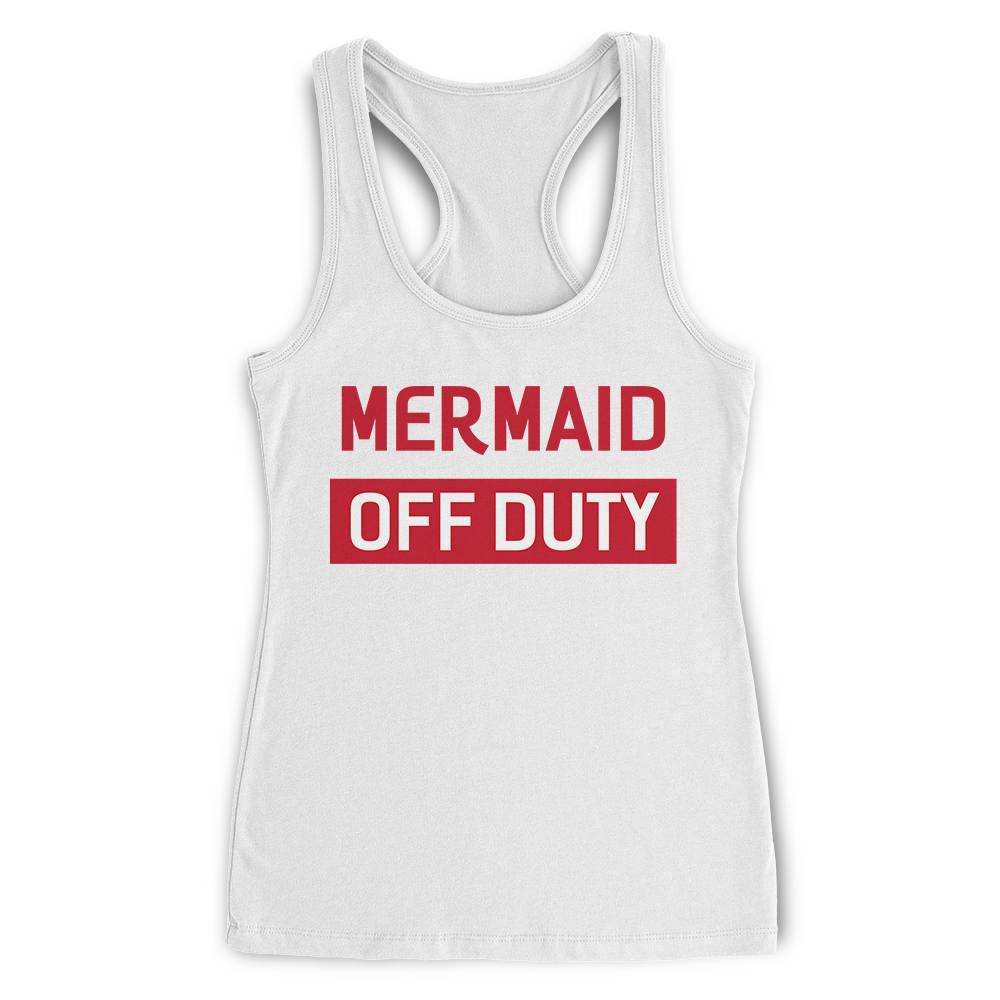 Mermaid Off Duty White Racerback Tank Top Lady