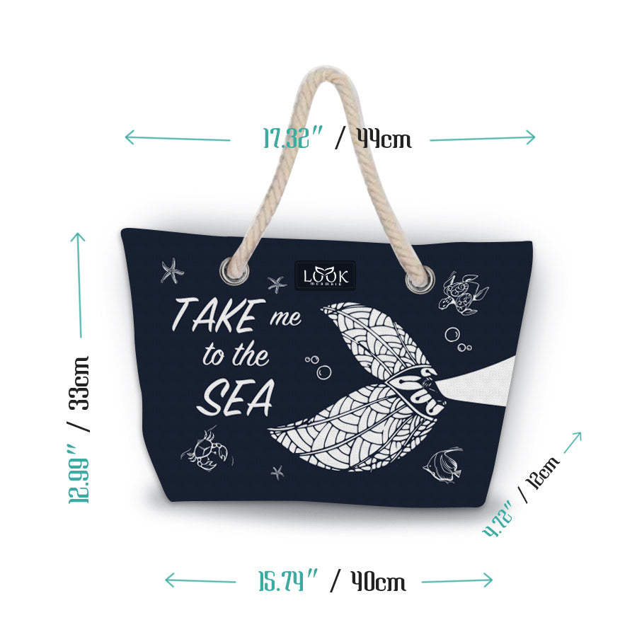 Take Me To The Sea Mermaid Beach Bag